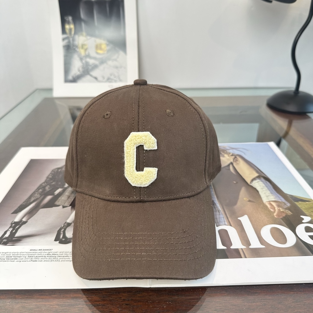 💗Celine Pink Baseball Cap, White Celine Letter Embroidery Adjustable Fashion Hat